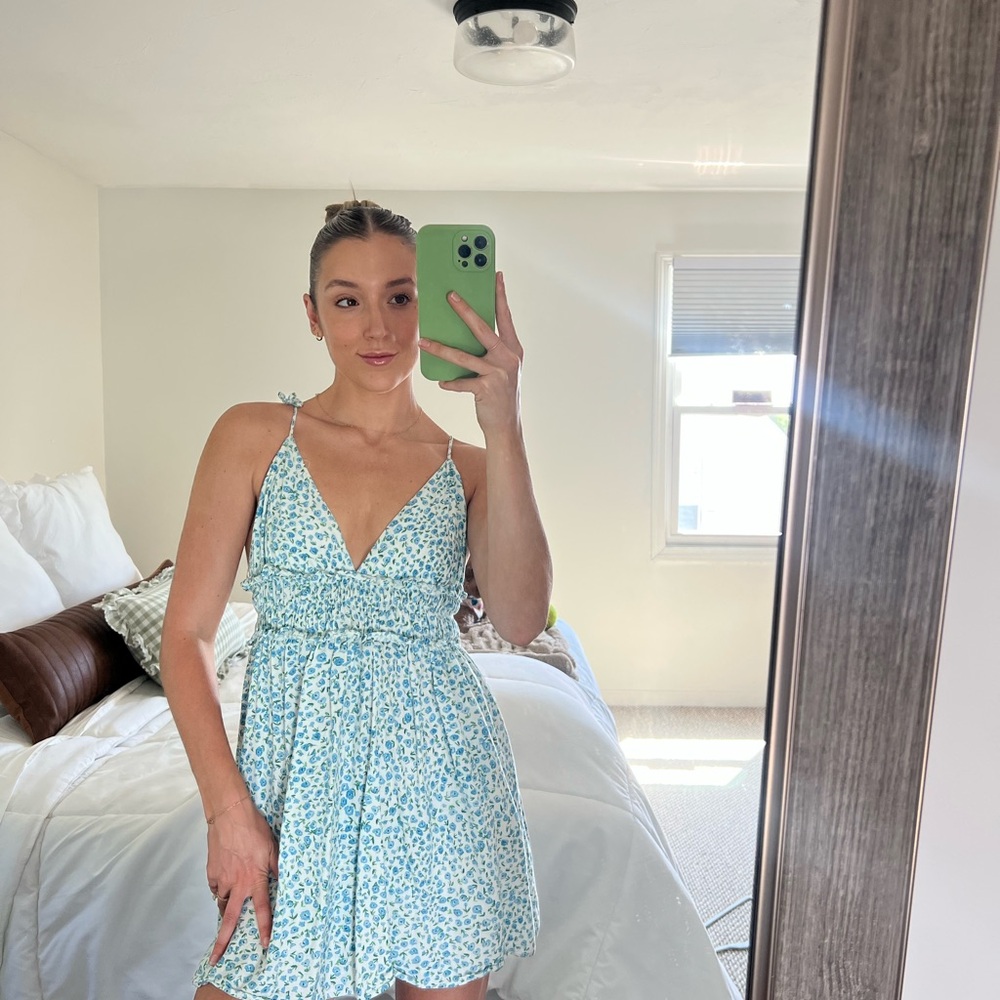 Zara Green Sundress Sleeveless Spaghetti Strap Mini